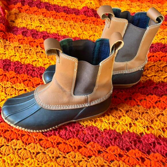 Lands end black duck boots